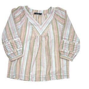 Doe & Rae Anthropologie Oversized Tunic Stripe Texture Cotton Boho Bohemian S